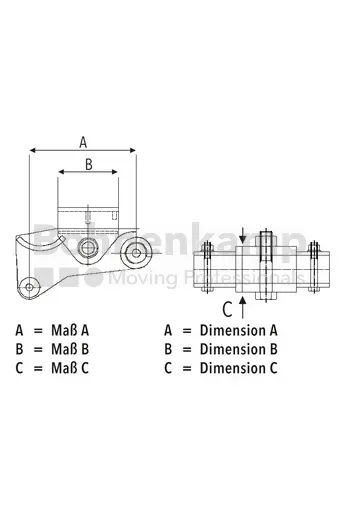 1x Mittelwippe, links\ 80mm, 80mm verlängert