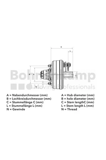 Bremsachsstummel 5000/5750/4750 kg bei 40 km/h
